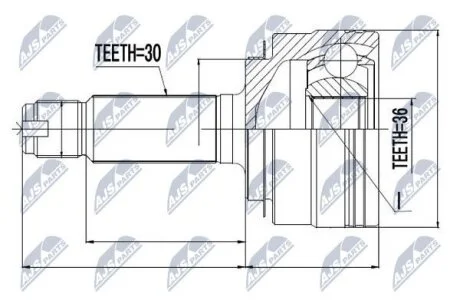 Шарнир равных угловых скоростей honda pilot 09-, mdx 07-, 44014stxa02 NTY NPZHD040