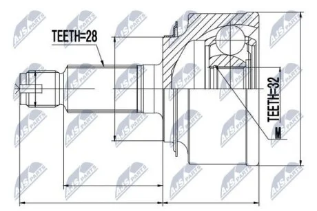 ШАРНІР РІВНИХ КУТОВИХ ШВИДКОСТЕЙ NTY NPZHD044