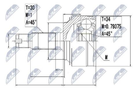 ШРКШ зовн. 30x34x88 Honda Accord 2,0 08- NTY NPZ-HD-061