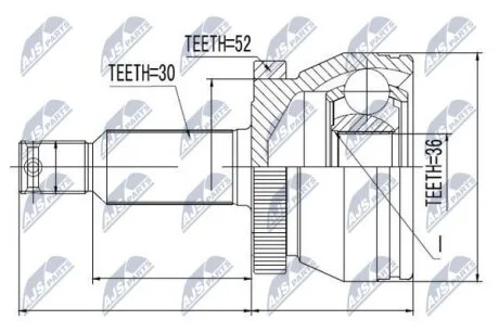 Hyundai santa fe шарнир равных угловых скоростей хюндай санта фе на HYUNDAI,KIA NTY NPZ-HY-504