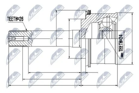 Kia sportage i/ii шарнир равных угловых скоростей киа спортейдж і/іі на KIA NTY NPZKA309