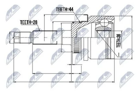 Шарнір рівних кутових швидкостей (ШРУС), зовнішній, комплект NTY NPZMZ040