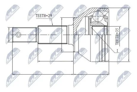 Шарнір рівних кутових швидкостей (ШРУС), зовнішній, комплект NTY NPZ-NS-084