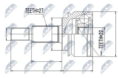 ШАРНІР РІВНИХ КУТОВИХ ШВИДКОСТЕЙ | RENAULT KANGOO 1.5DCI, 1.6I 08- NTY NPZ-RE-038