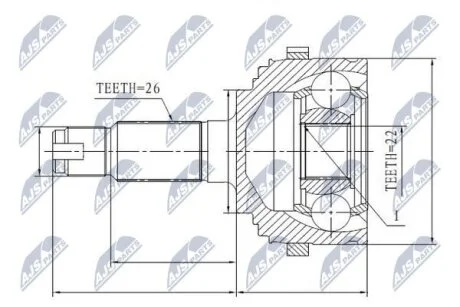 Комплект шарнірів, приводний вал NTY NPZ-RV-008