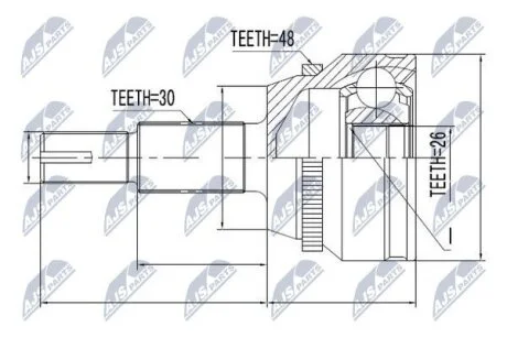 Шарнір рівних кутових швидкостей (ШРУС), зовнішній, комплект NTY NPZ-TY-077