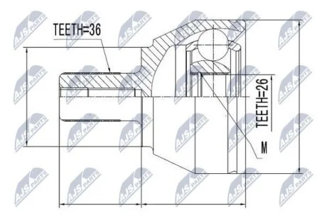 Volvo s40 ii/v50 шарнир равных угловых скоростей передний вольво s40 ii/v50 на FORD,NISSAN,VOLVO NTY NPZVV014