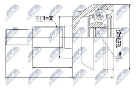 Vw touareg v6/v8 шарнир равных угловых скоростей фольксваген тоурег v6/v8 на AUDI,PORSCHE,VW NTY NPZVW027