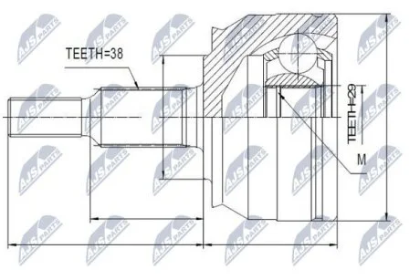 ШРУС наружный (комплект) (38x29 зубов) VW Multivan V T5 2.0-3.2 03- NTY NPZVW033