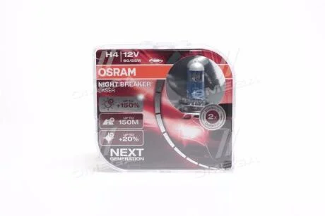 (к/т 2 шт) Автолампа (H4 12V 60/55W P43t) OSRAM 64193NLHCB