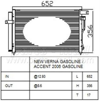 Конденсер кондиціонера HYUNDAI Accent II (MC) PARTS-MALL PXNCA-090