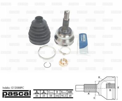 ШРКШ зовн Toyota Avensis/Corolla 1.4-2.4 02-08 PASCAL G12088PC