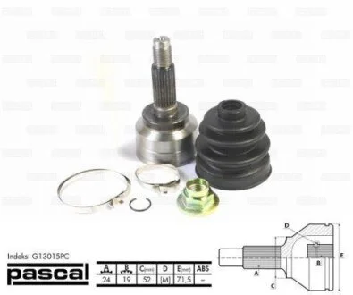 Шрус внешний MAZDA ZEW. 121 87-93 Kia Pride PASCAL G13015PC