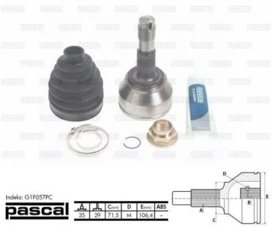 ШРУС наружный комплект Q15-17 2.2MJET ft,2.3MJET ft Citroen Jumper 06-14,Fiat Ducato 06-14,Peugeot B PASCAL G1F057PC