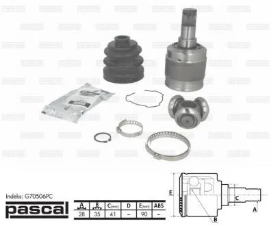 Шарнір привідного валу HYUNDAI SANTA FE II (CM) 2. PASCAL G70506PC