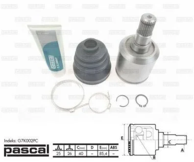 ШРКШ ВНУТРІШНІЙ ЛІВ/ПРАВ (25Z/26Z/40ММ) LAND ROVER FREELANDER I 2.0D/2.5 11.00-10.06 PASCAL G7K002PC