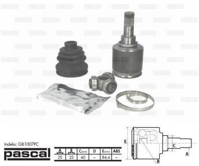 ШРУС внутренний в сборе (правый) PASCAL G81007PC