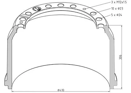 Барабан гальмівний / MB 410 X 220 / T-240 / В-306 / D-335 / D-298 / 60 КГ PE AUTOMOTIVE 016.403-00A