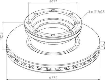 Диск гальмівний / ТОРМ.ДИСК MB ATEGO, ATEGO 335*34*112,5 MM PE AUTOMOTIVE 016.678-00A