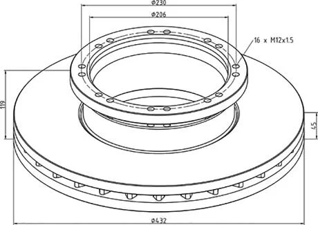 Диск гальмівний / ТОРМ.ДИСК MAN TGA, TGS, TGX PE AUTOMOTIVE 036.132-00A