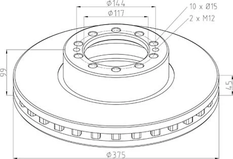 Диск гальмівний / ТОРМ.ДИСК DAF LF 55, LF 55IV, 375*45*99 MM PE AUTOMOTIVE 106.204-00A