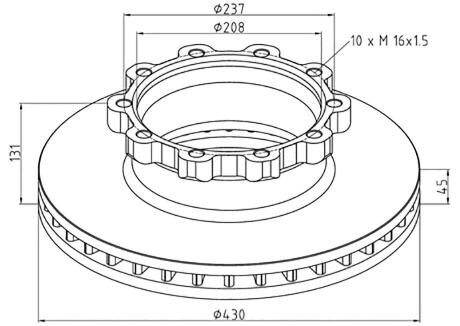 Диск гальмівний / ТОРМ.ДИСК SCANIA 94,114,124,144 429*45*37MM PE AUTOMOTIVE 126.100-00A