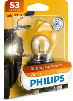 Лампа доп. освещ. STANDARD S3 12008 12V 15W P26S (картон) (мин. 10 шт.) PHILIPS 12008BW