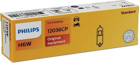 Автолампа вказівна 12036 H6W CP 12V 6W (BAХ9s) (шт.) PHILIPS 12036 CP