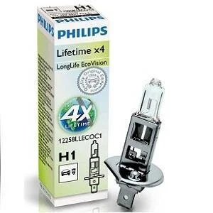 Лампа накалу H1 12V 55W P14,5s LongerLife Ecovision PHILIPS 12258LLECO/C1