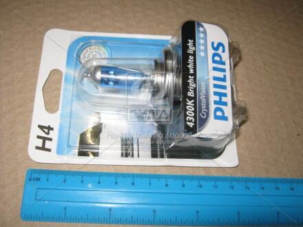 Автолампа H4 12V 60/55 WP43t-38 Cristal Vision (1 шт. в блістері) PHILIPS 12342 CVB1