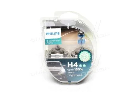 Лампа розжарювання H4 X-tremeVision Pro+150 12V 60/55W (комплект 2шт.) PHILIPS 12342XVPS2