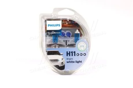 Лампа розжарювання H11 12V 55W PGJ19-2 Cristal Vision + 2x W5W 4300K (к-т) PHILIPS 12362 CVS2