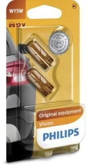 Лампа накаливания WY5W 12V 5W W2,1X9,5d 2шт bliste VISION PHILIPS 12396 NA B2