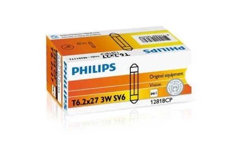 Лампа доп. освещ. STANDARD T6,2X27 12V 3W (картон) (мин. 10 шт.) PHILIPS 12818 CP