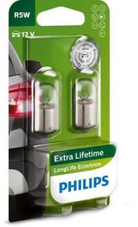 Лампа доп. освещ. LONGLIFE ECOVISION 4X 12V R5W 5W BA15s (блистер) (компл. 2 шт.) PHILIPS 12821LLECOB2