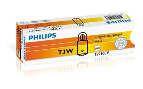 Лампа накаливания T3W 12V 3W BA9s PHILIPS 12910 CP
