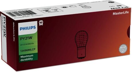 Автолампа вказівна 13496 MLCP PY21W 24V 21W (BAU15s) (шт.) PHILIPS 13496 ML CP