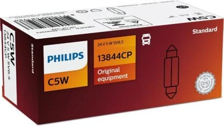 Лампа доп. освещ. STANDARD 24V C5W 5W SV8,5 (картон) (мин. 10 шт.) PHILIPS 13844 CP