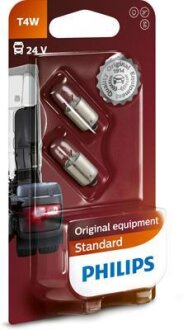 Лампа доп. освещ. STANDARD 24V T4W BA9s (картон) (блистер) (компл. 2 шт.) PHILIPS 13929/B2