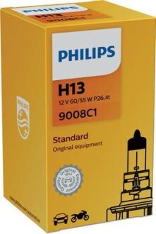 Лампа накаливания H13 12V 60/55W P26,4t STANDARD 3200K PHILIPS 9008 C1