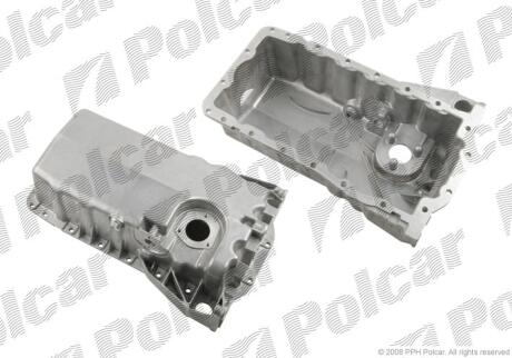 Піддон масляний двигуна (з отвором для датчика, алюмінієвий) AUDI A3, TT SEAT LEON, TOLEDO II SKODA OCTAVIA I VW BORA, GOLF IV, NEW BEETLE 1.8 12.96-12.10 Polcar 1323MO2