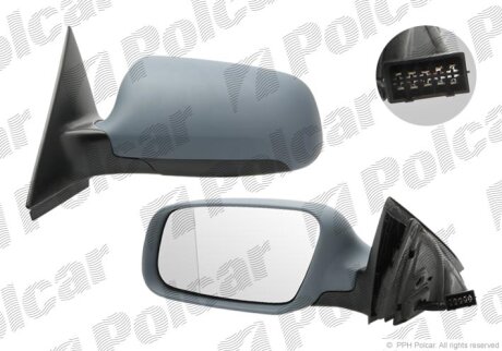 Дзеркало зовнішнє лівий, AUDI A6, 98-04 Polcar 1327516M