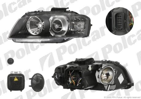 Фара основна, AUDI A3 03-08 Polcar 1331101E
