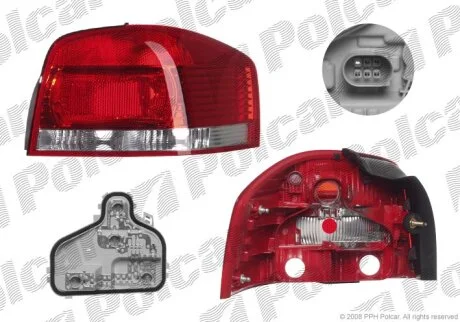 Ліхтар задній AUDI A3 03-08 Polcar 133188E