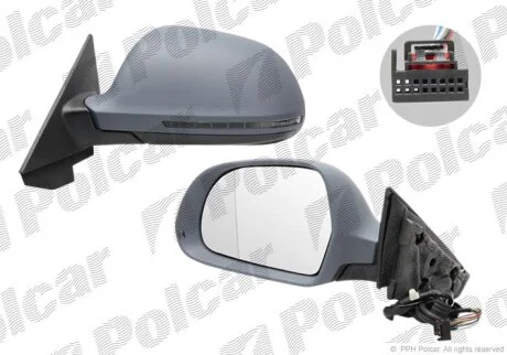 Дзеркало зовнішнє лівий, A3, 08- Polcar 1332513M