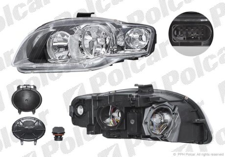 Фара основна, A4, SDN/AVANT 04-08 Polcar 1335094E
