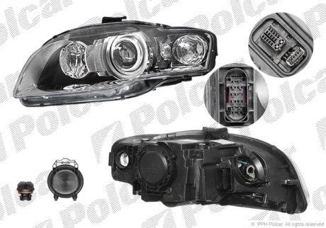 Фара основна A4, SDN/AVANT 04-08 Polcar 1335095U