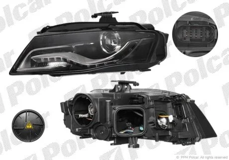 Фара основна, A4 (B8) 08- Polcar 1337092U