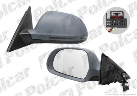 Дзеркало зовнішнє правий, A4 (B8) 08- Polcar 1337521M