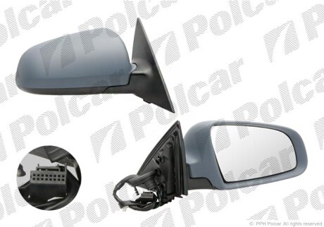 Дзеркало зовнішнє правий, A6 SDN/KOMBI 05- Polcar 1338524M
